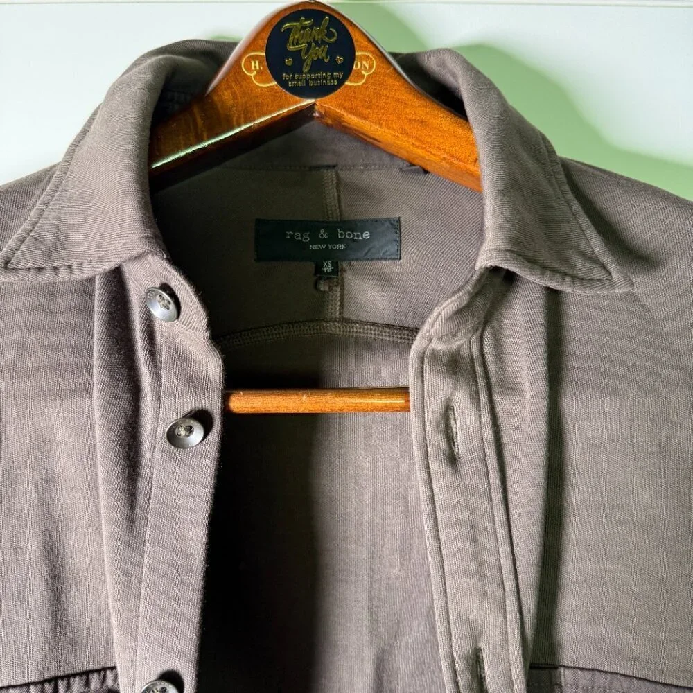 rag & bone Shacket Long Sleeve Shirt Jacket Coco Silver Brown Sz XS -RN 108879
